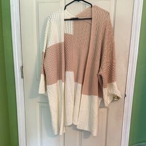 Colorblock Knit Open Front Cardigan